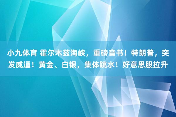 小九体育 霍尔木兹海峡，重磅音书！特朗普，突发威逼！黄金、白银，集体跳水！好意思股拉升