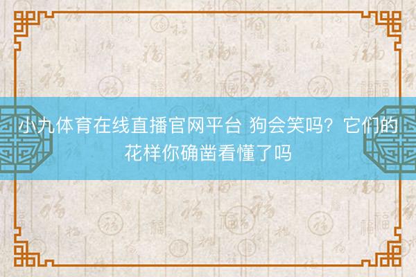 小九体育在线直播官网平台 狗会笑吗？它们的花样你确凿看懂了吗