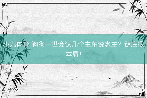 小九体育 狗狗一世会认几个主东说念主？谜底很本质！